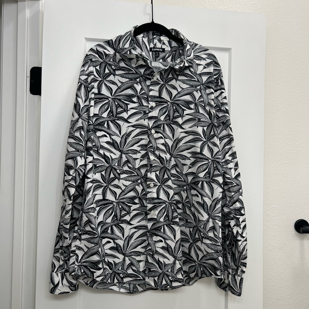 Express Extra Slim Long Sleeve Print Shirt